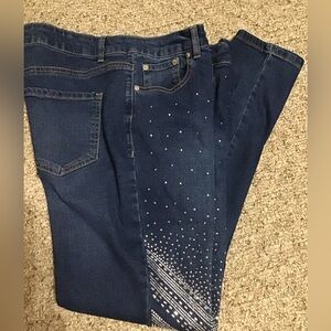 Woman’s size 10 high rise, ankle skinny, jean copper flash stretch denim